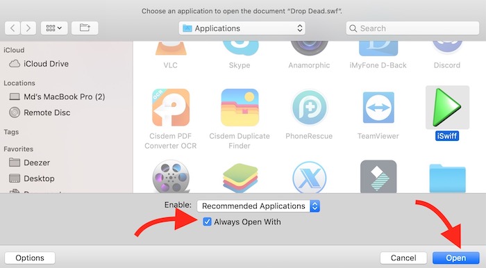 How to adjust default open apps on mac os
